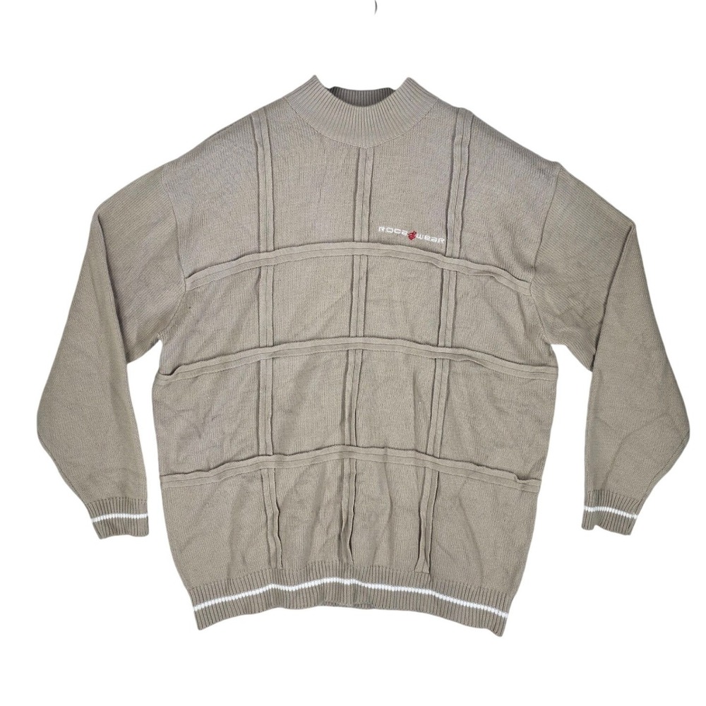 3XL Beige Mock Neck Knit Sweater "The Collection USA" Oversized Midweight